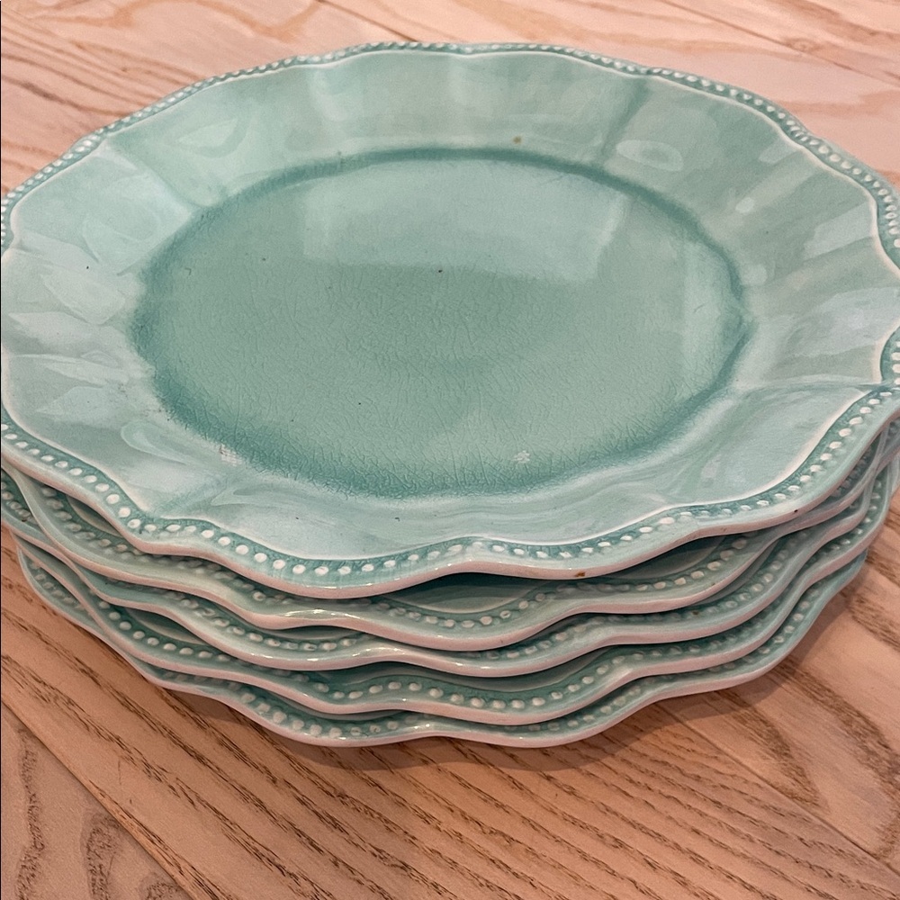 Aqua Dinner Plate set of 5 - Picture 2 of 2